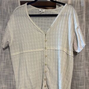 BKE Women's White Textured Button-Down Shirt